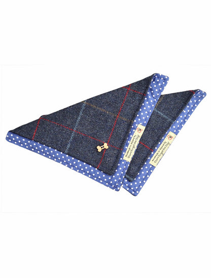 Tweed Doggy Neckerchief Bandana - Navy Blue