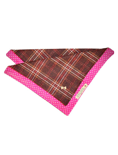 Tweed Doggy Neckerchief Bandana - Rust Windowpane