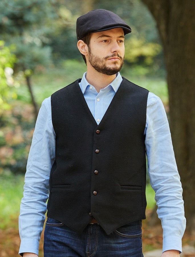 Aran Island Melton Waistcoat - Black 