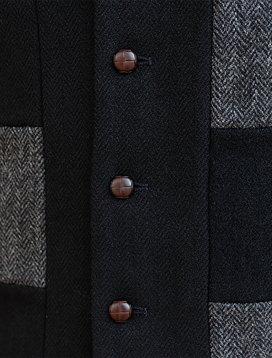 Irish Tweed Patchwork Waistcoat - Black
