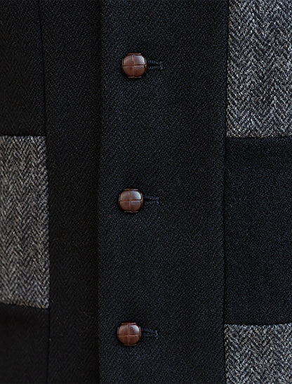 Irish Tweed Patchwork Waistcoat - Black