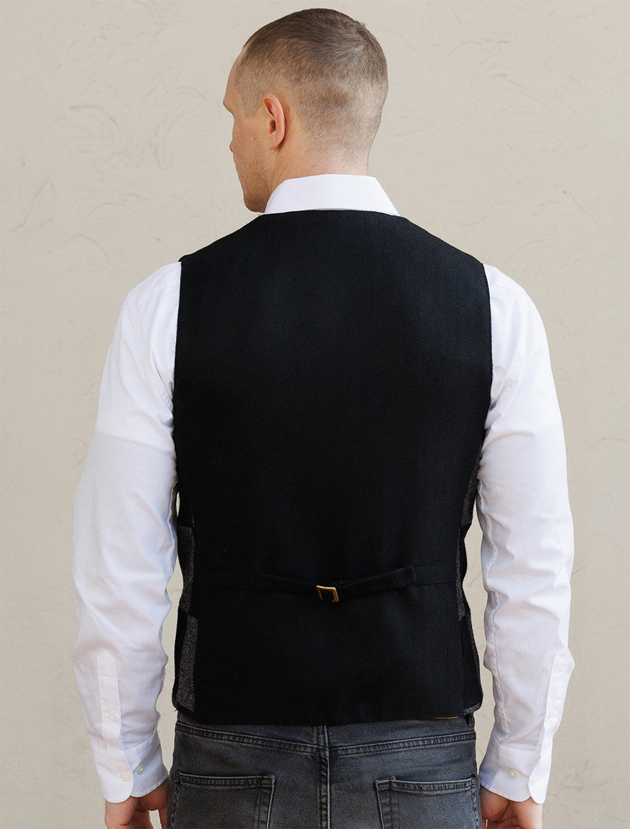 Irish Tweed Patchwork Waistcoat - Black