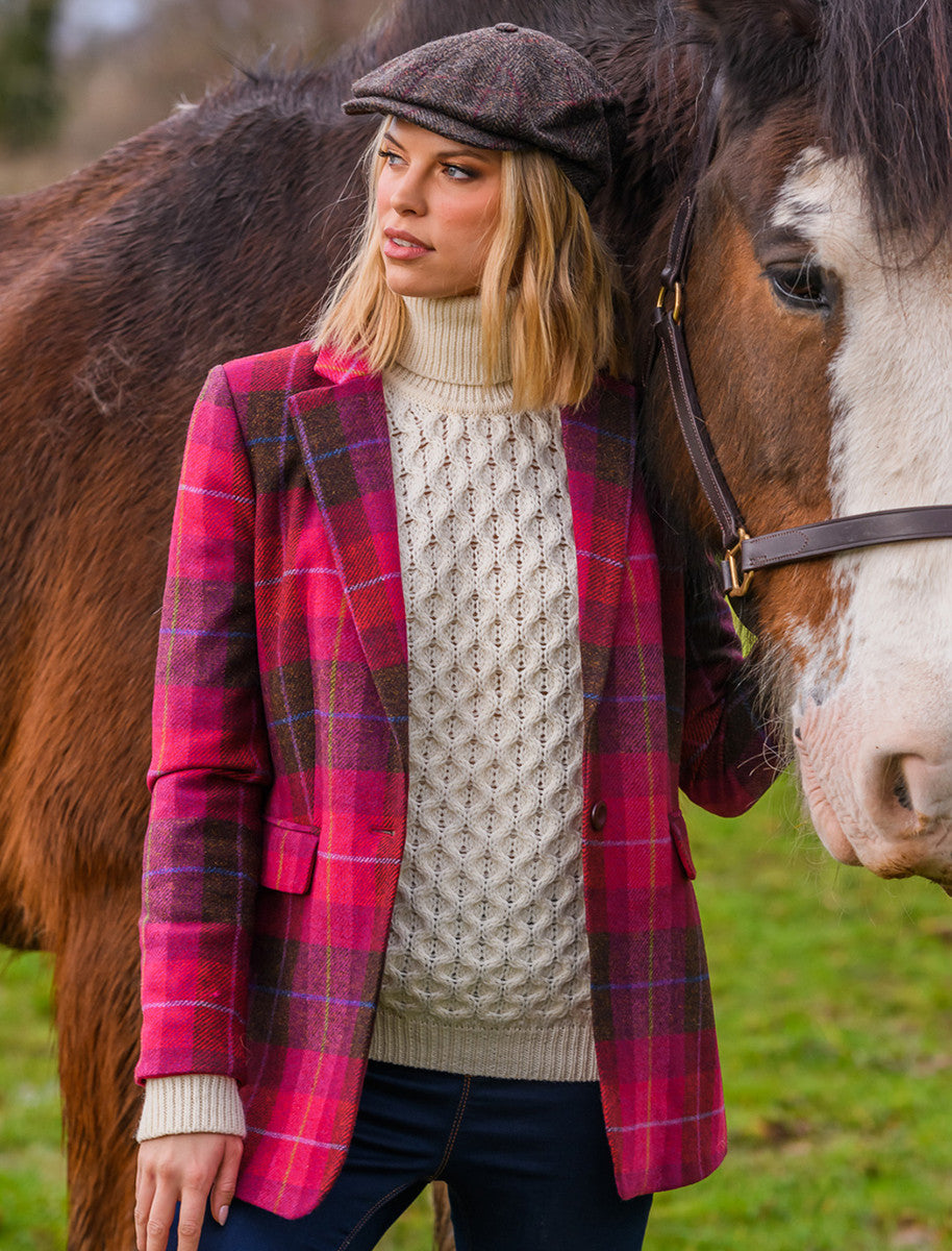 Mucros Tweed Blazer - Pink Plaid