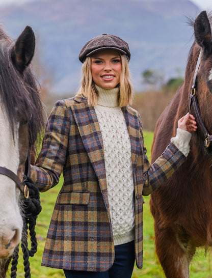 Mucros Tweed Blazer - Blue Mustard