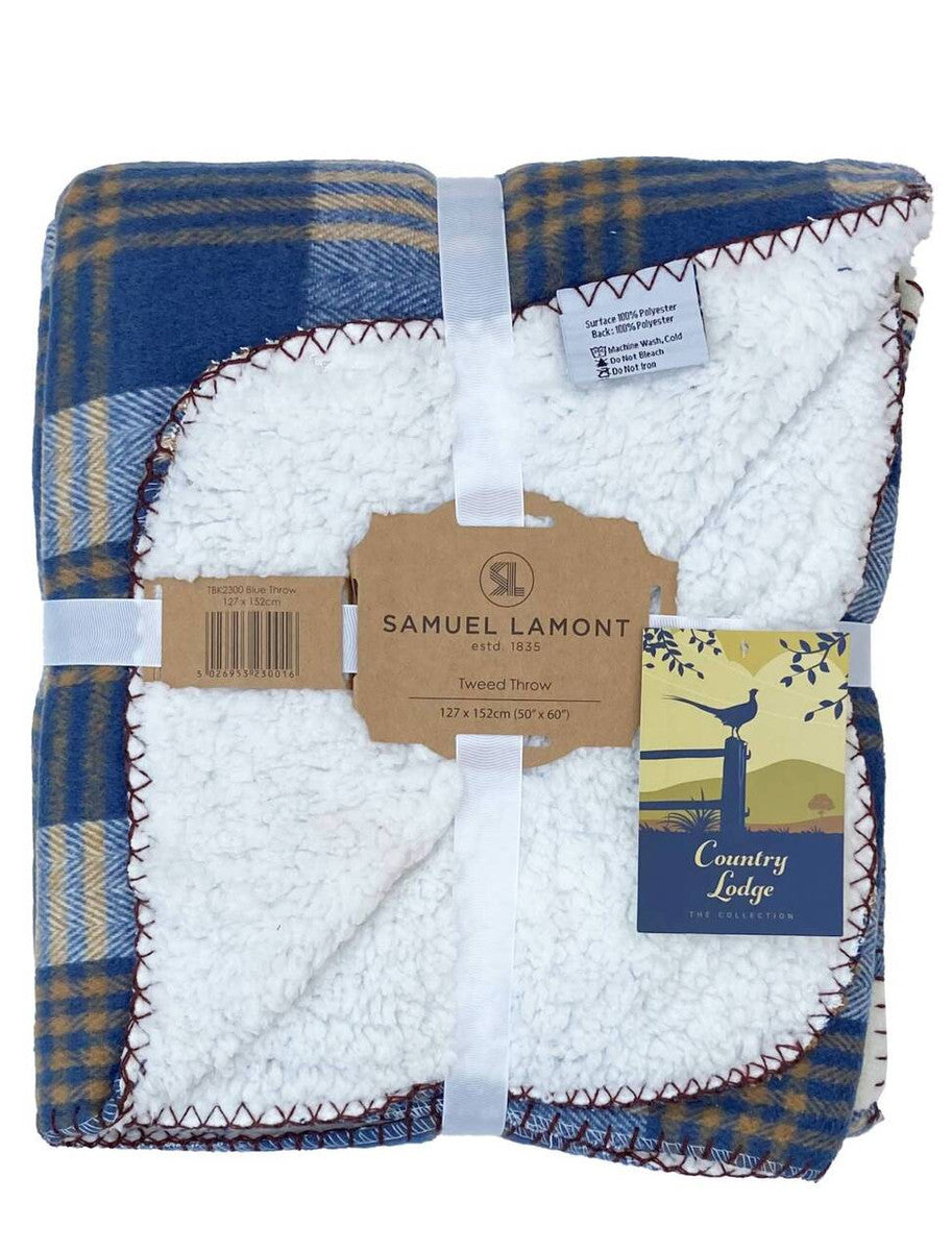 Country Lodge Blue Tweed Throw