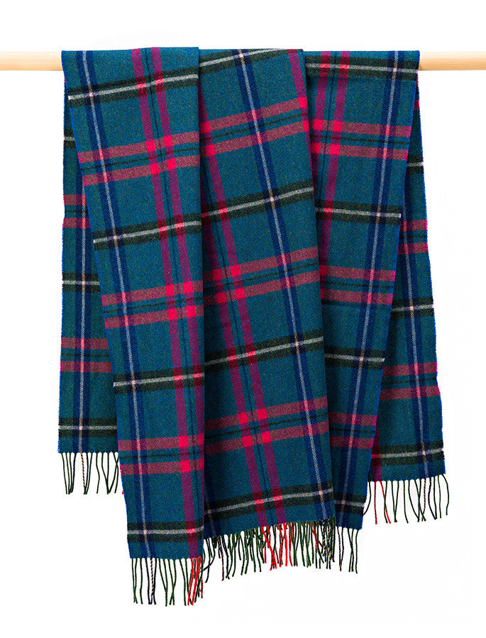 Lambswool Plaid Throw - Blue Pink &amp; Grey 