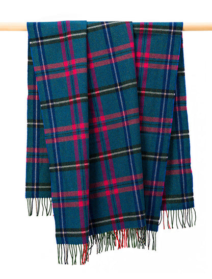 Lambswool Plaid Throw - Blue Pink &amp; Grey 