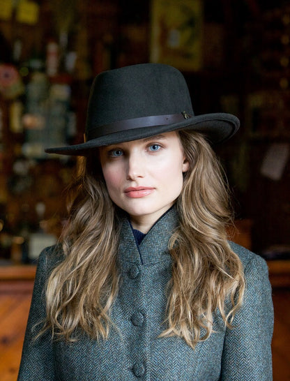 Ladies Boston Jack Wool Felt Hat - Olive 