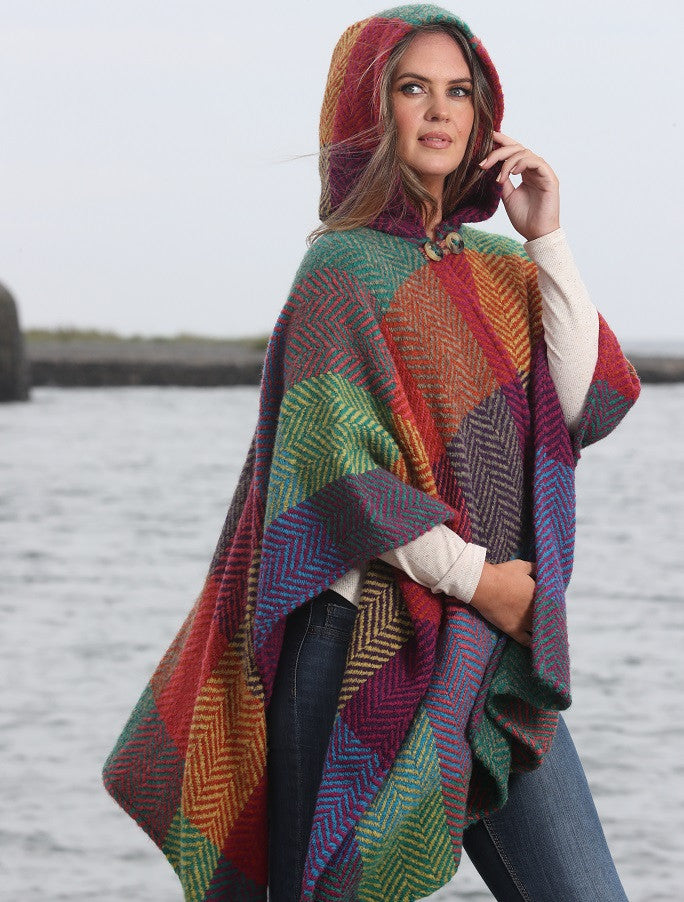 Sarah Hooded One Button Cape 