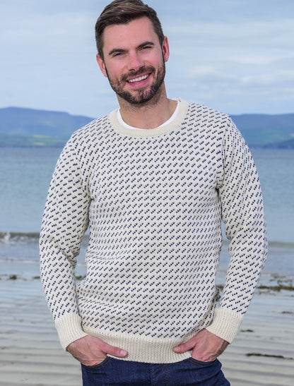 Norwegian Sweater - White with Navy 
