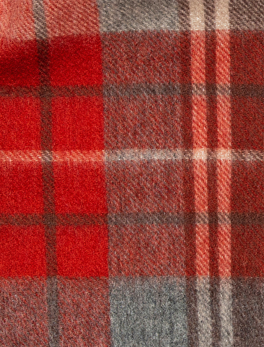 Pure Wool Tartan Check Scarf - Russet