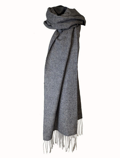 Tartan Wool Stole - Grey Herringbone 