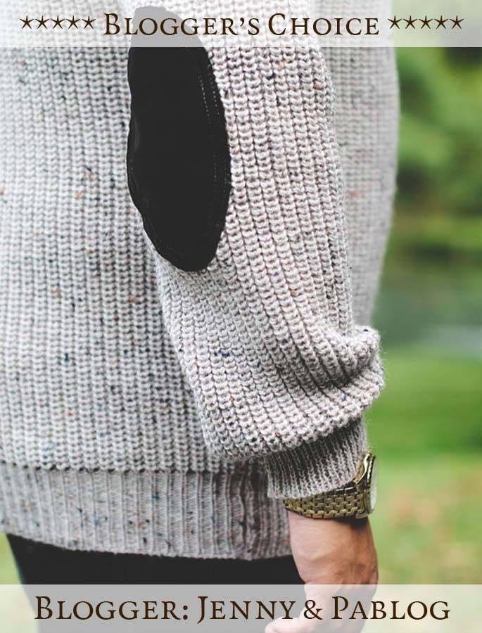 Irish Fishermans Ribbed Sweater with Patches - Caspian 
