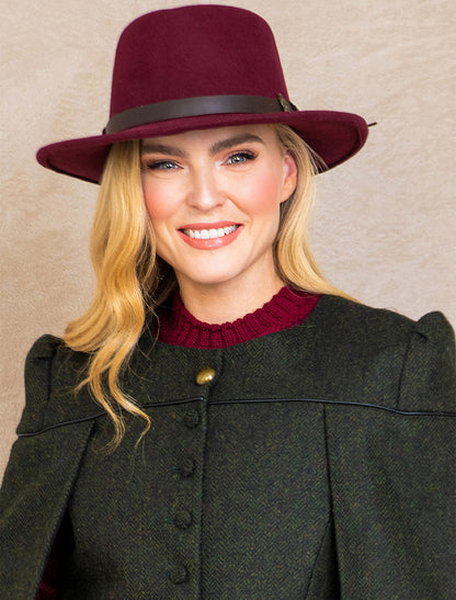 Aisling Tailored Tweed Cape - Winning Green Herringbone 