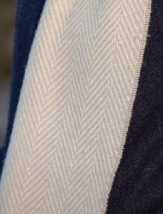 Cashmere Scarf - Bone &amp; White Herringbone 