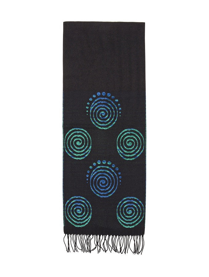 Celtic Spiral Scarf - Black &amp; Turquoise 