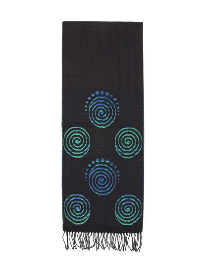 Celtic Spiral Scarf - Black &amp; Turquoise 