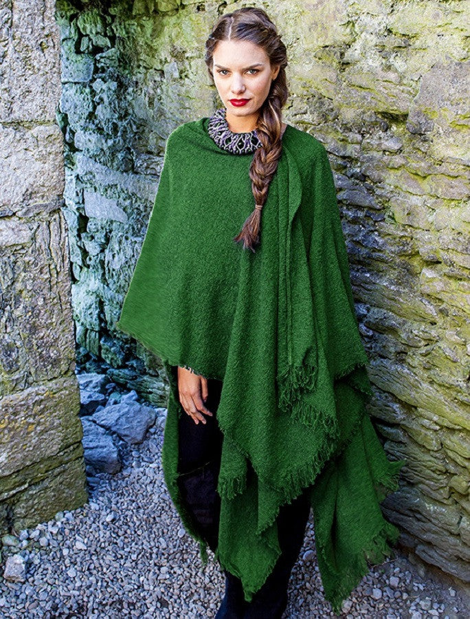 Lambswool Celtic Ruana Wrap - Emerald Green | Kerry Woolen Mills ...