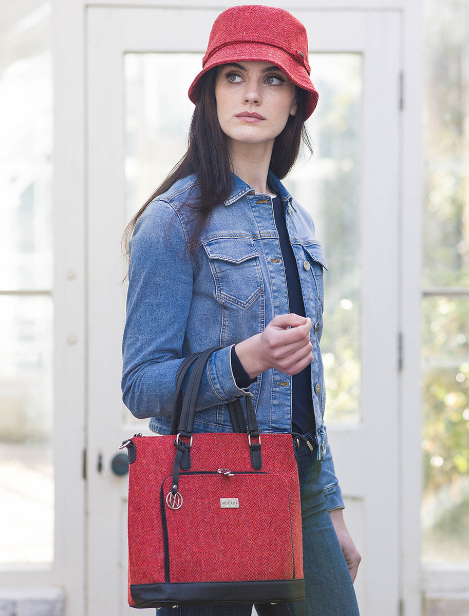 Ciara Tweed &amp; Leather Bag - Red