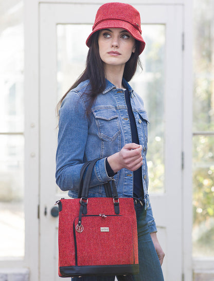 Ciara Tweed &amp; Leather Bag - Red