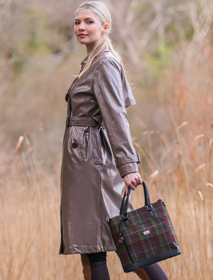 Ciara Tweed &amp; Leather Bag - Green Red Pink