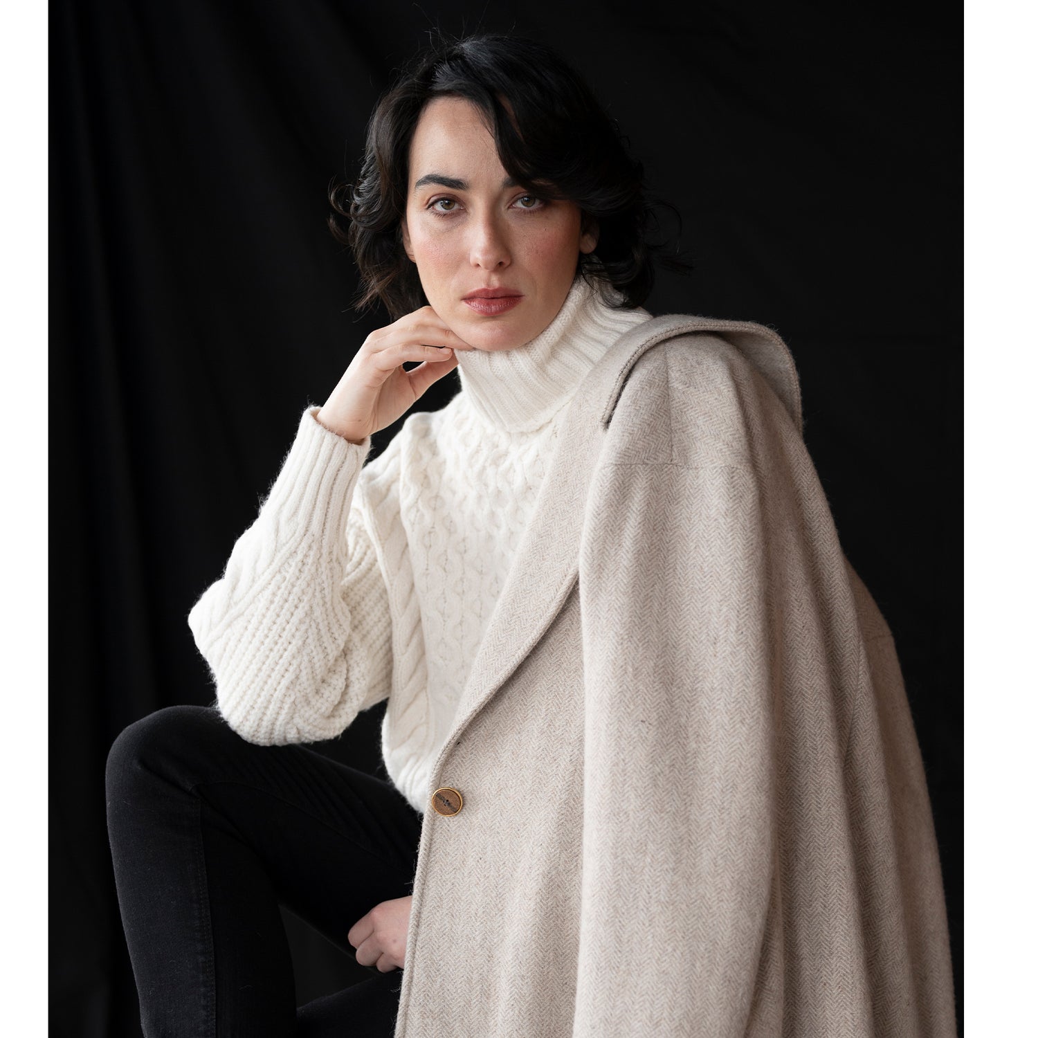 Ladies Irish Alpaca City Coat - Natural