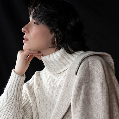 Ladies Irish Alpaca City Coat - Natural