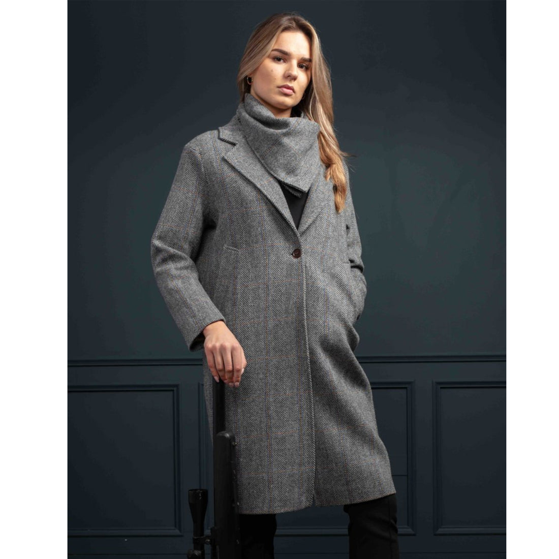 Ladies Irish Tweed City Coat - Light Grey