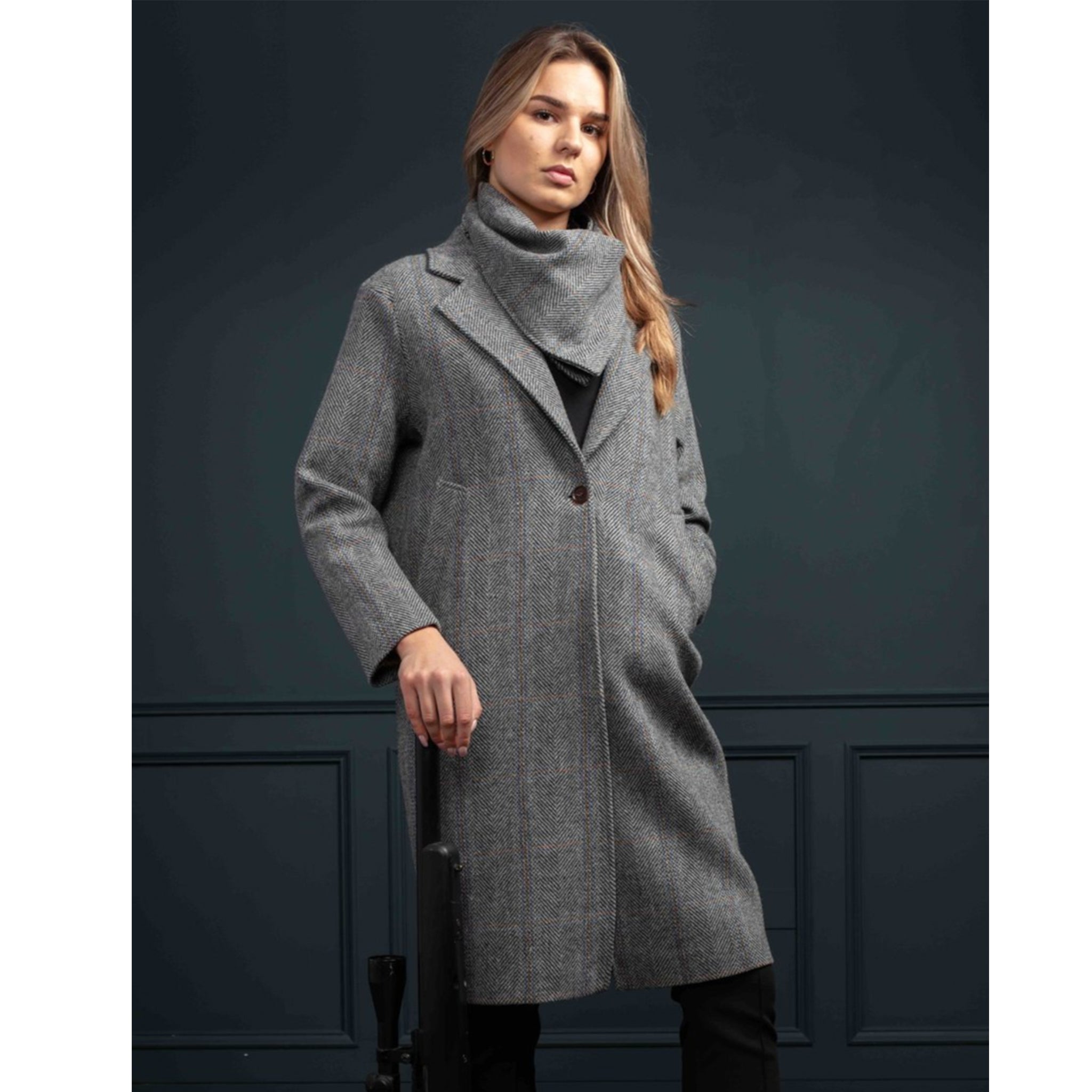 Ladies Irish Tweed City Coat - Light Grey