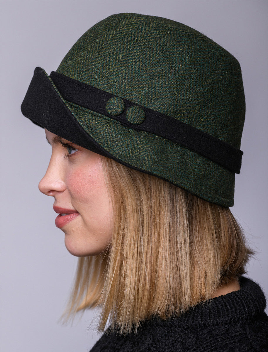 Ladies Tweed Clodagh Cap - Green &amp; Yellow
