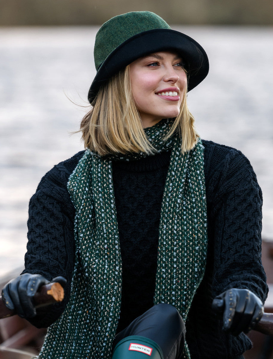 Ladies Tweed Clodagh Cap - Green &amp; Yellow