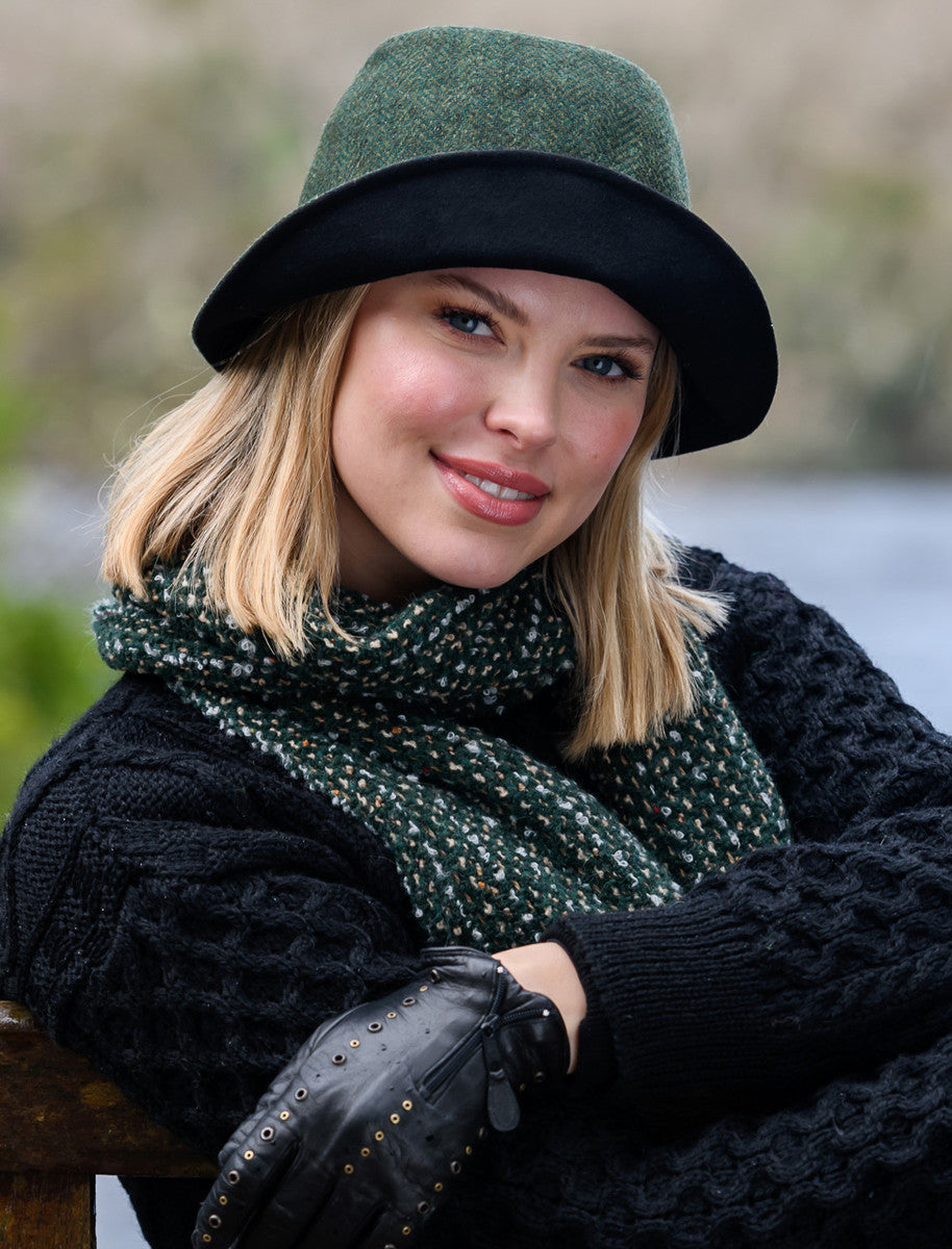 Ladies Tweed Clodagh Cap - Green &amp; Yellow