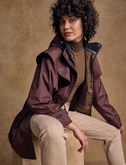 Jack Murphy Skellig Ladies Waterproof 3/4 Coat - Deep Claret 