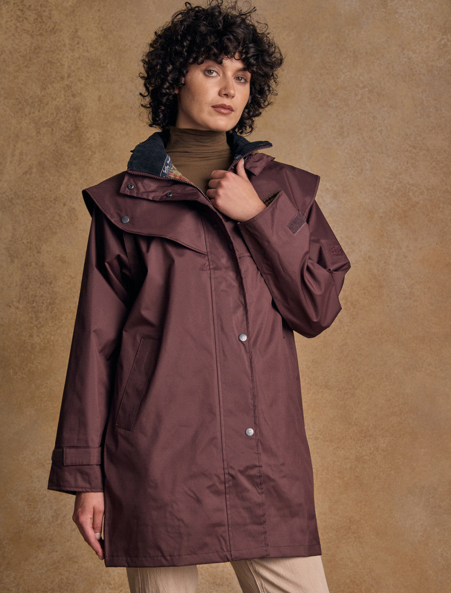 Jack Murphy Skellig Ladies Waterproof 3/4 Coat - Deep Claret 