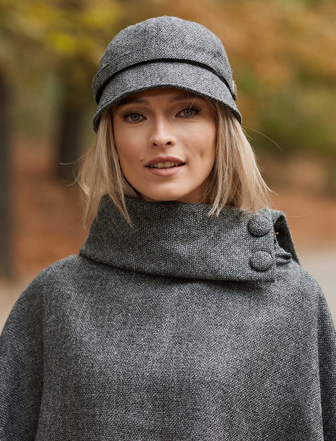 Donegal Tweed Long Cape - Granite Grey