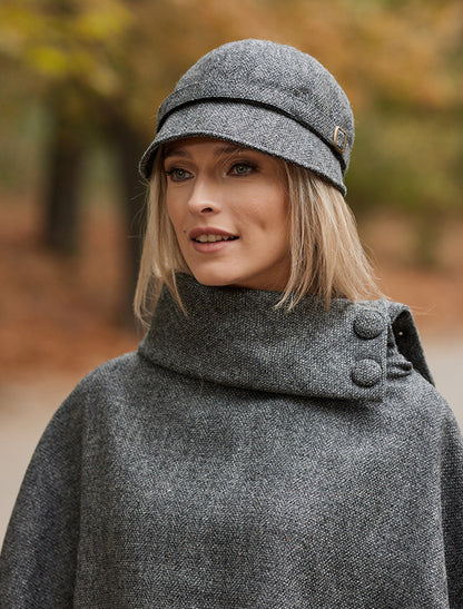 Donegal Tweed Long Cape - Granite Grey