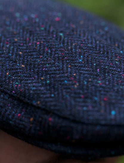 Donegal Tweed Flat Cap - Navy Fleck 