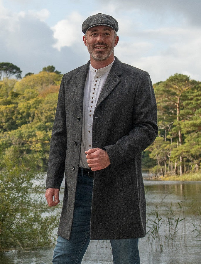 Owen Tweed Coat - Grey Herringbone 