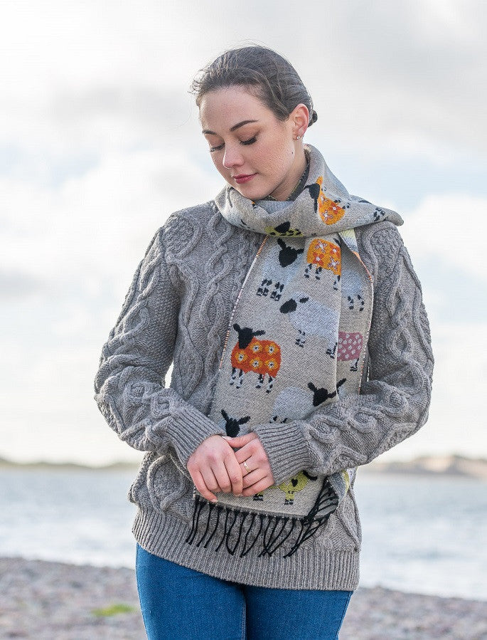 Super Soft Fringed Sheep Scarf - Mushroom 