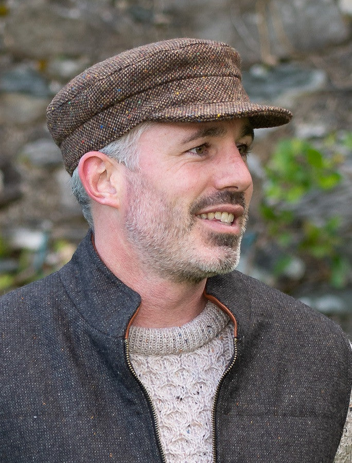 Tweed Skipper Cap- Brown Fleck Salt &amp; Pepper 