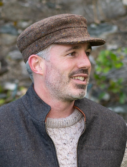 Tweed Skipper Cap- Brown Fleck Salt &amp; Pepper 