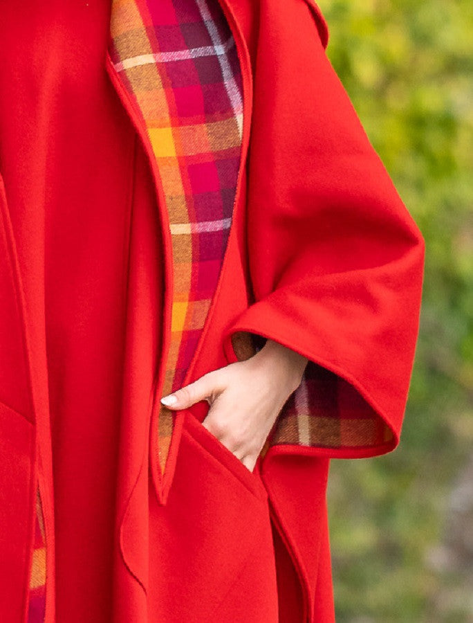 Donegal Tweed Pure Wool Country Walking Cape - Red 