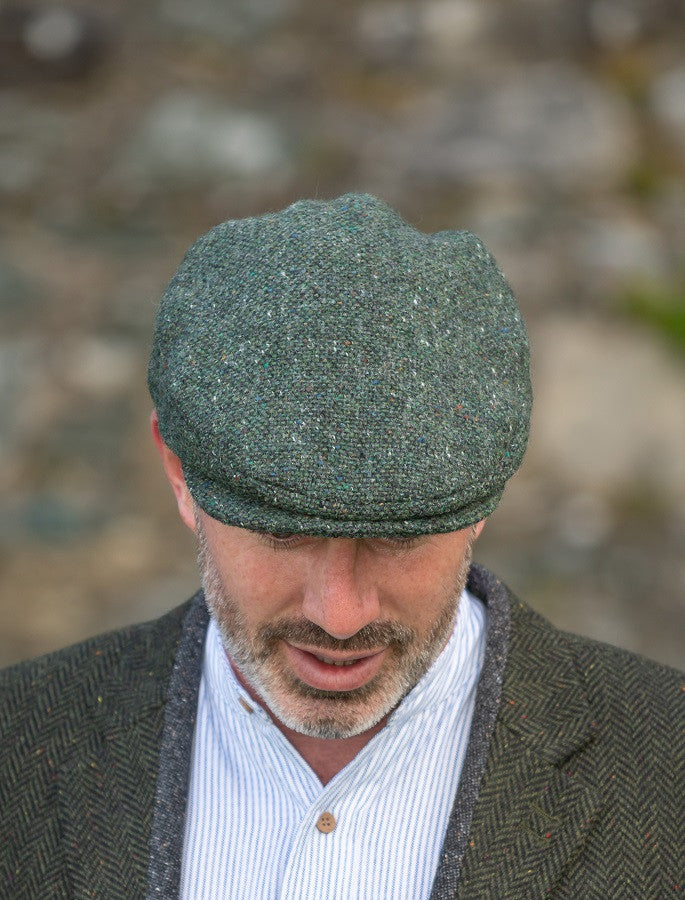 Vintage Tweed Flat Cap - Green Salt &amp; Pepper 