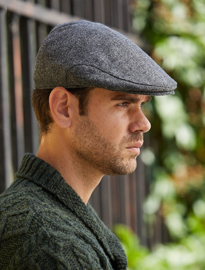 Donegal Tweed Flat Cap - Dark Grey 