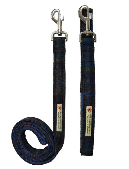 Tweed Wool Dog Lead - Navy Blue