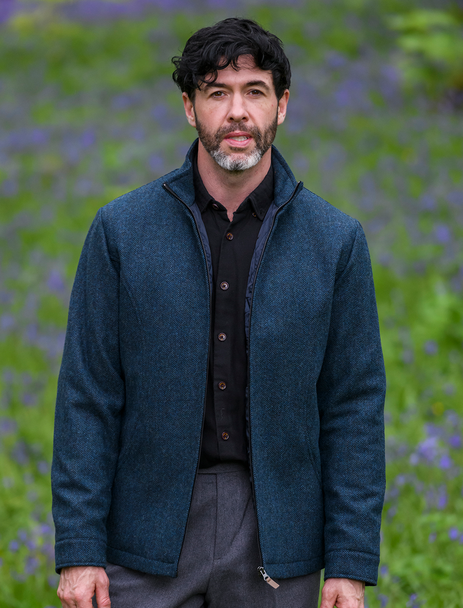 Donegal Wool Tweed Walking Jacket - Blue 