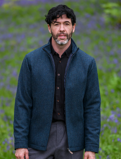 Donegal Wool Tweed Walking Jacket - Blue 