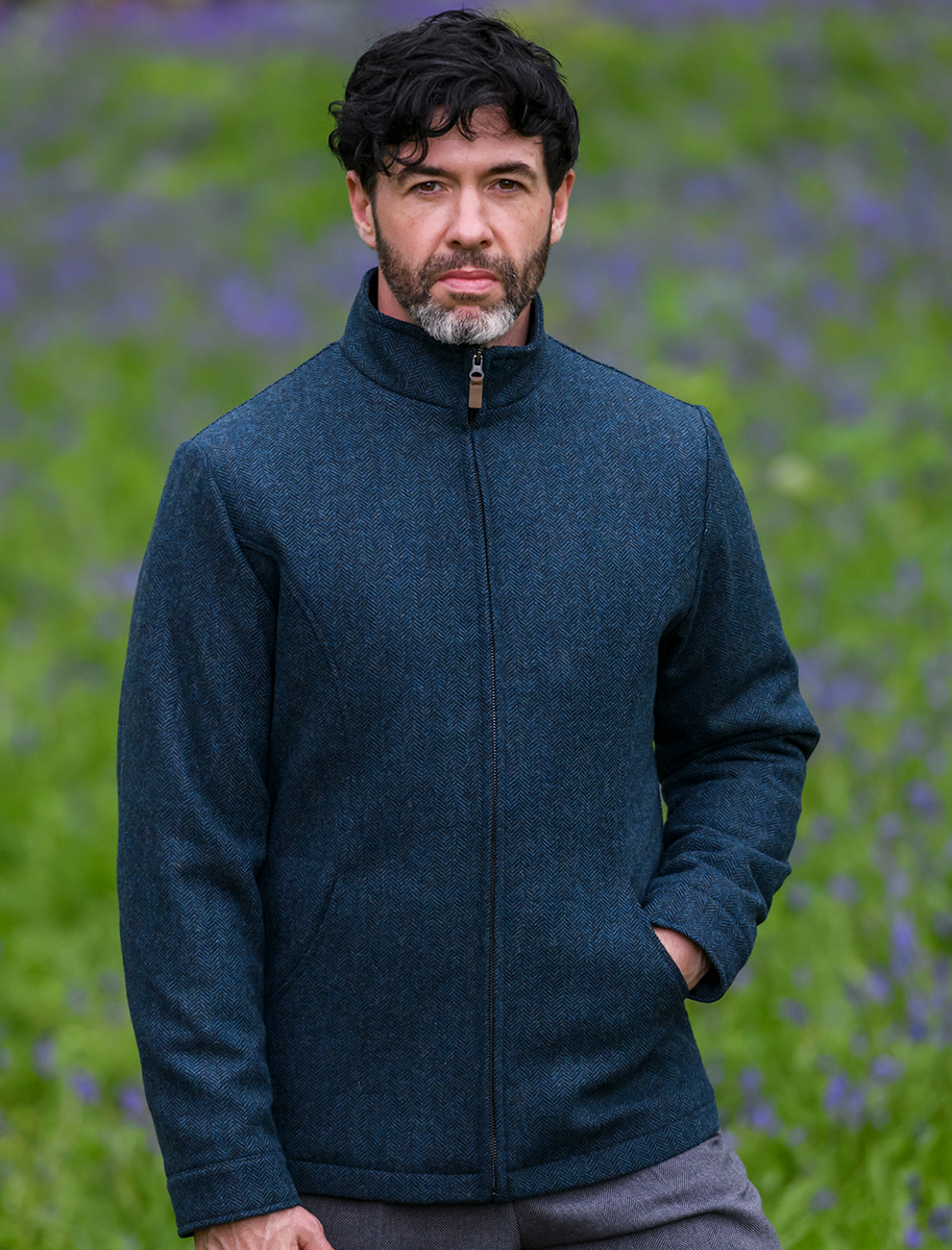 Donegal Wool Tweed Walking Jacket - Blue 