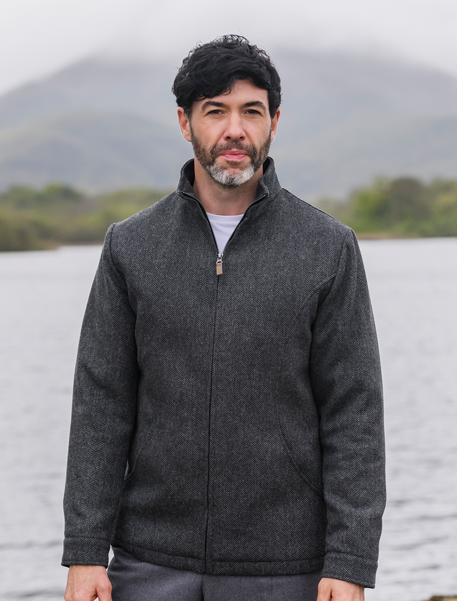 Donegal Wool Tweed Walking Jacket - Charcoal 