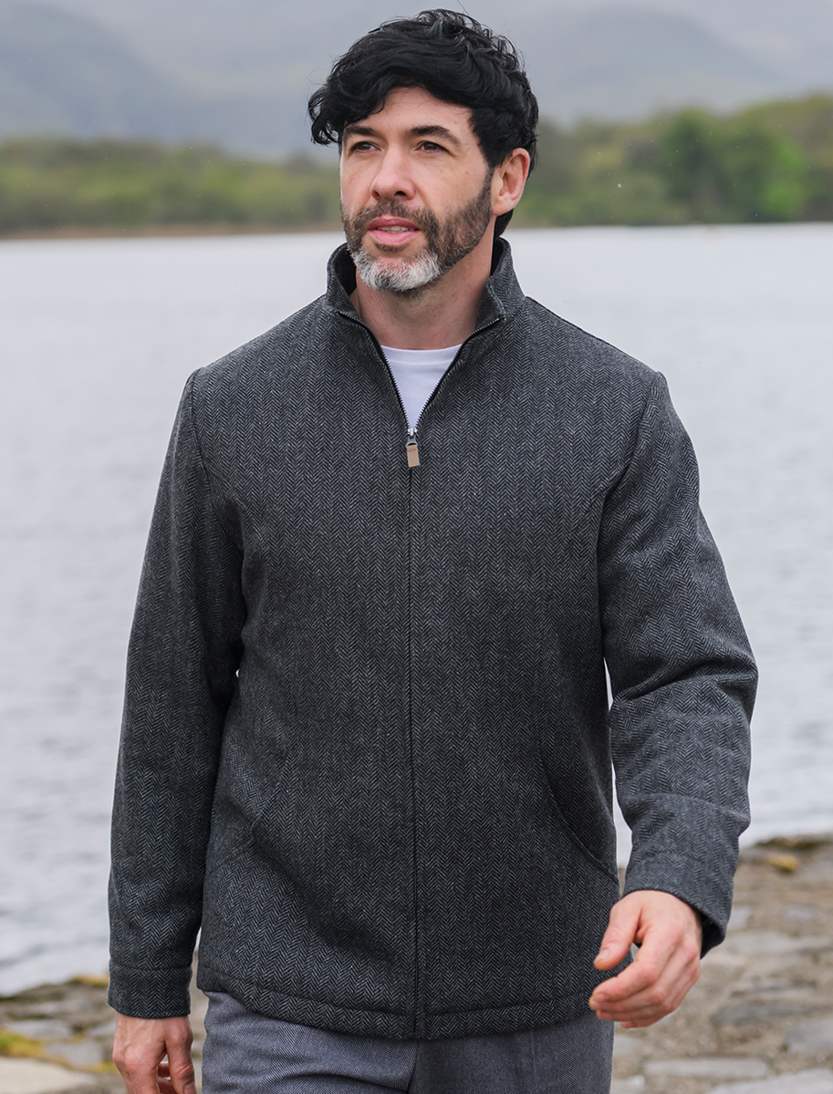 Donegal Wool Tweed Walking Jacket - Charcoal 